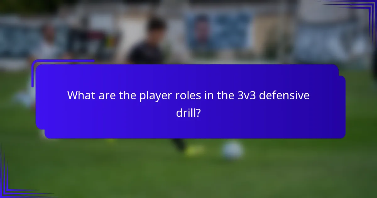 What are the player roles in the 3v3 defensive drill?